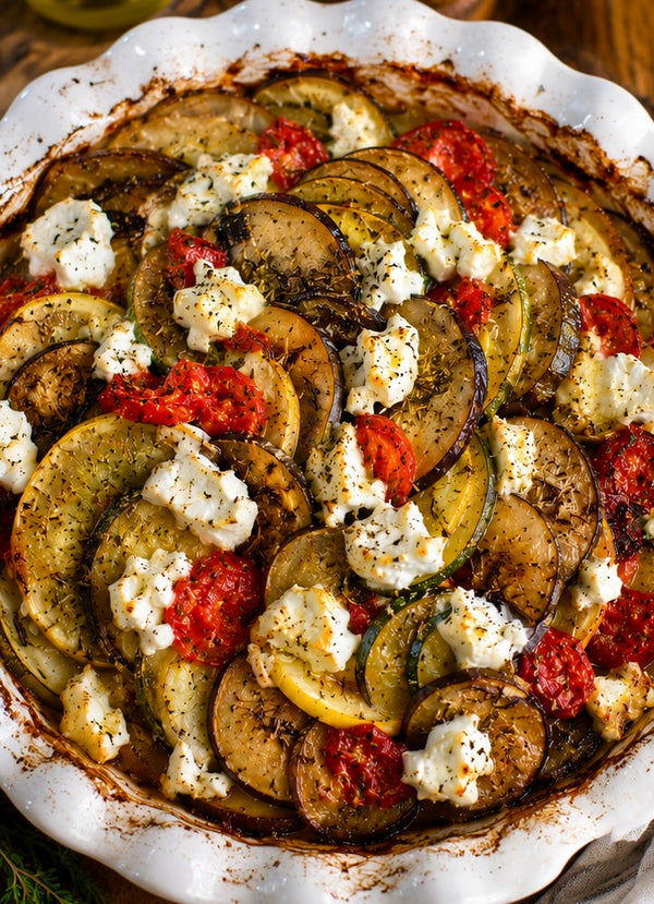 Provençal Vegetable Tian with Herbes de Provence and Goat Cheese