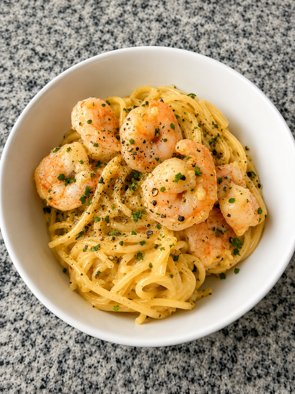 Creamy Salt-Cured Egg Yolk Shrimp Pasta